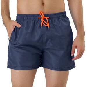 Swim Shorts Summer Drawstring Waist Color Mesh Lining Swimming Board Shorts